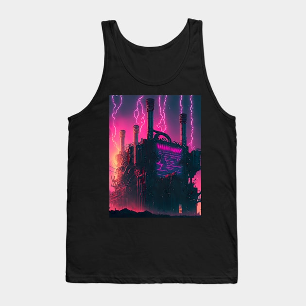 Retro-Futuristic Synthwave Steampunk Machinery Tank Top by Nightarcade